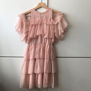 Alice + Olivia dustypink silk ruffle dress size 0
